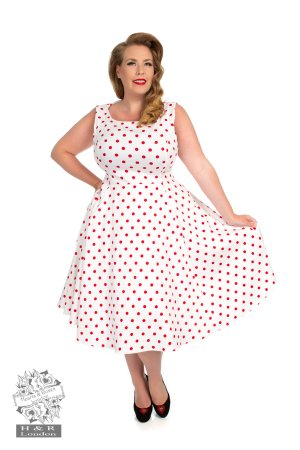 Cindy Polka Dot Swing Dress in White